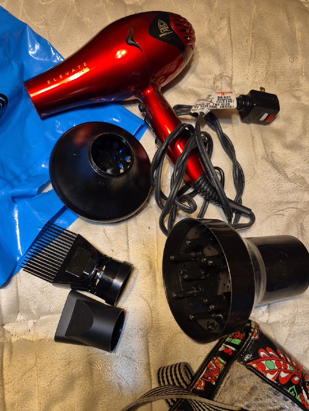 Andis Red and Black Hair Dryer with Attachments